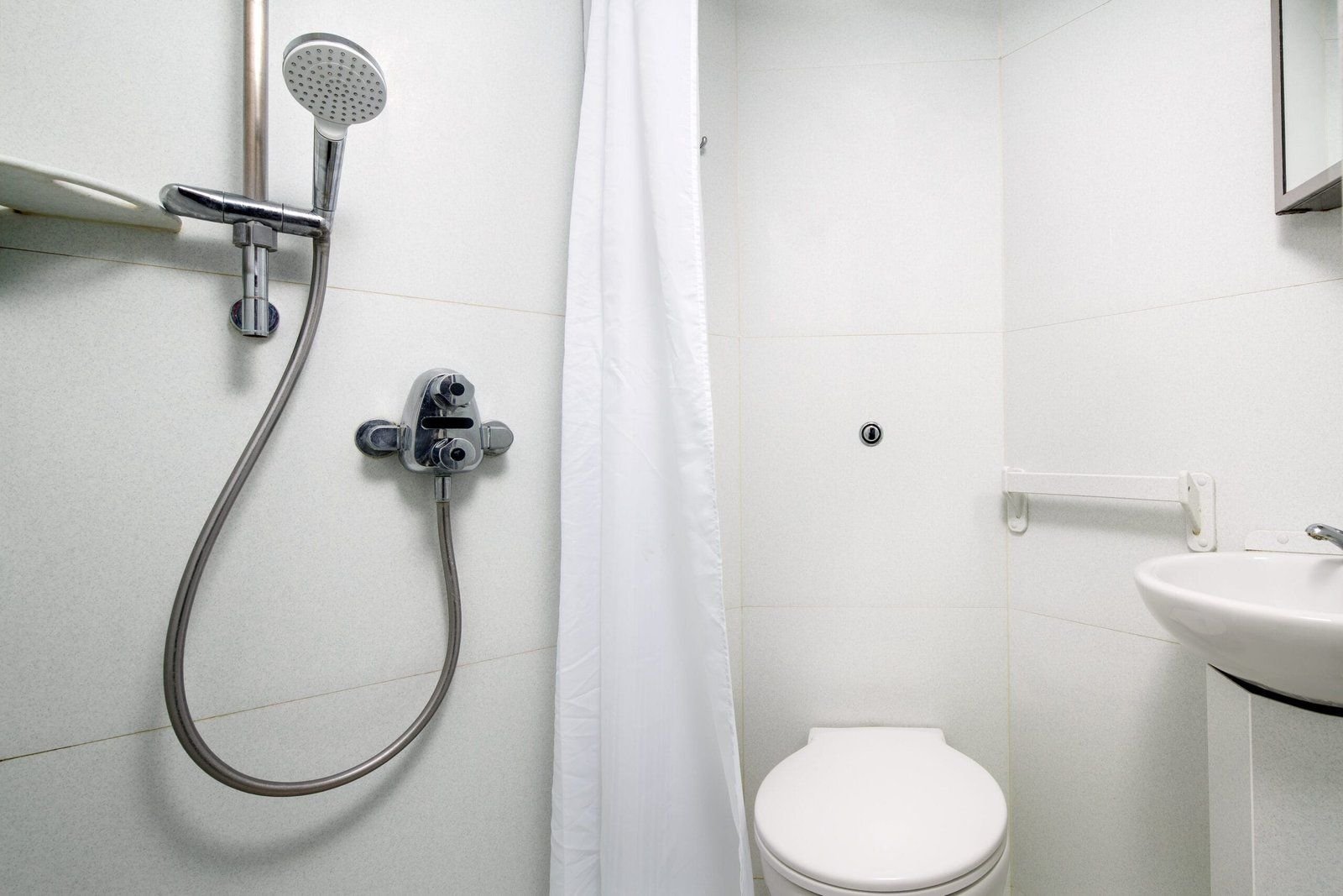The shower pod in a New Court single ensuite room at Christ’s College, Cambridge.