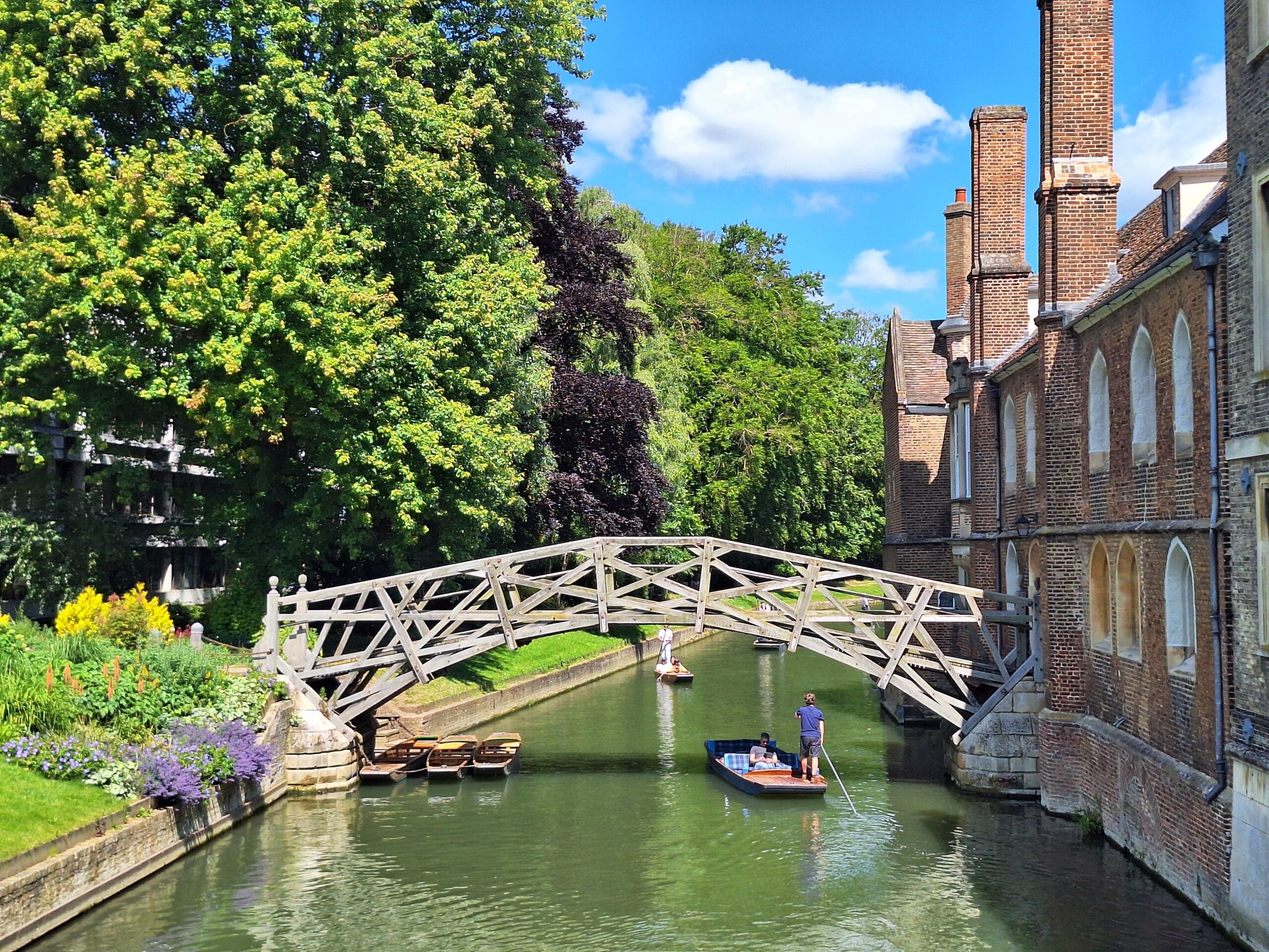 Punting under the Mathematical Bridge, Cambridge