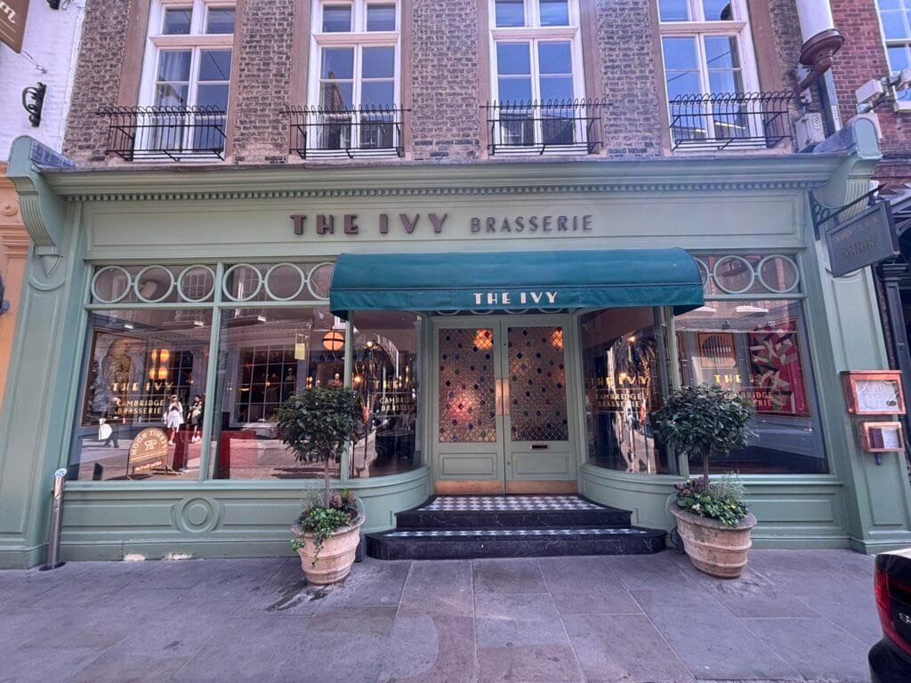 The front entrance of The Ivy restaurant in Cambridge
