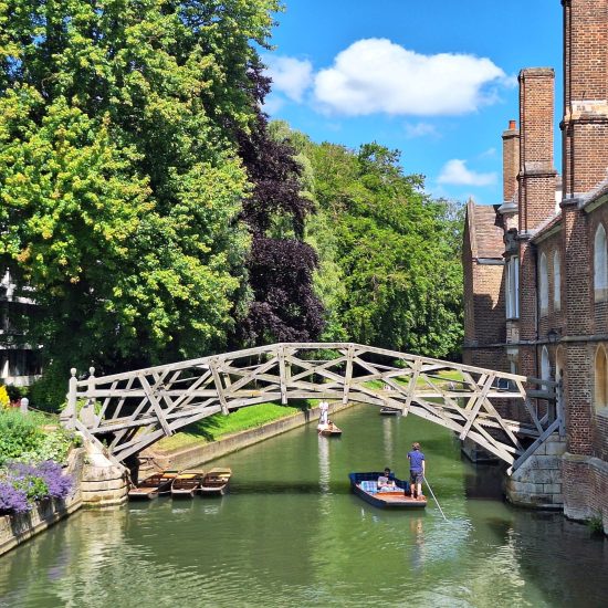 Punting under the Mathematical Bridge, Cambridge
