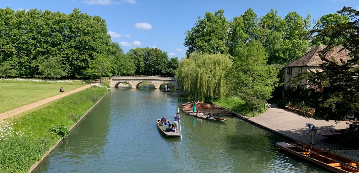 Punting-along-the-River-Cam Punting along the River Cam on a sunny day